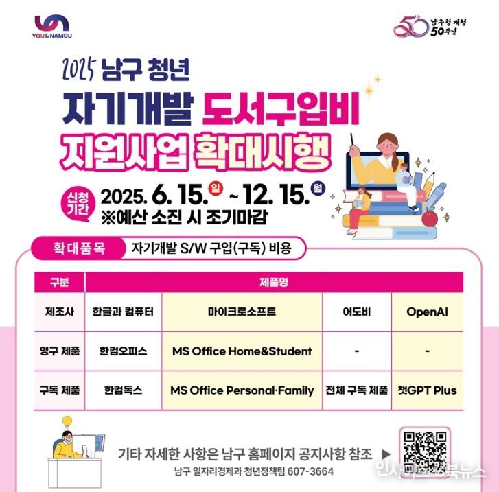 청년 자기개발 도서구입비 지원사업 소프트웨어(S/W)구입(구독)비 포함 확대 시행